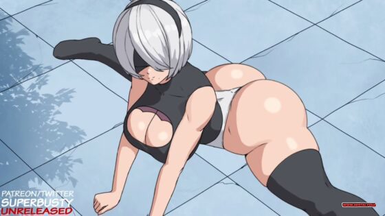 2B Rides Hard in Split Legged Reverse Cowgirl (Superbusty) - Free hentai video