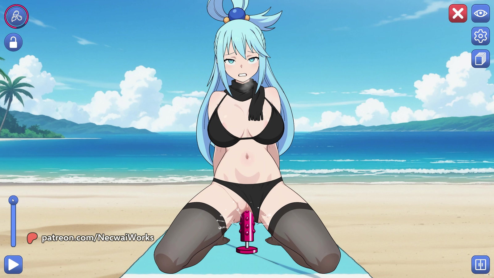 Aqua - Solo dildo - Free hentai video