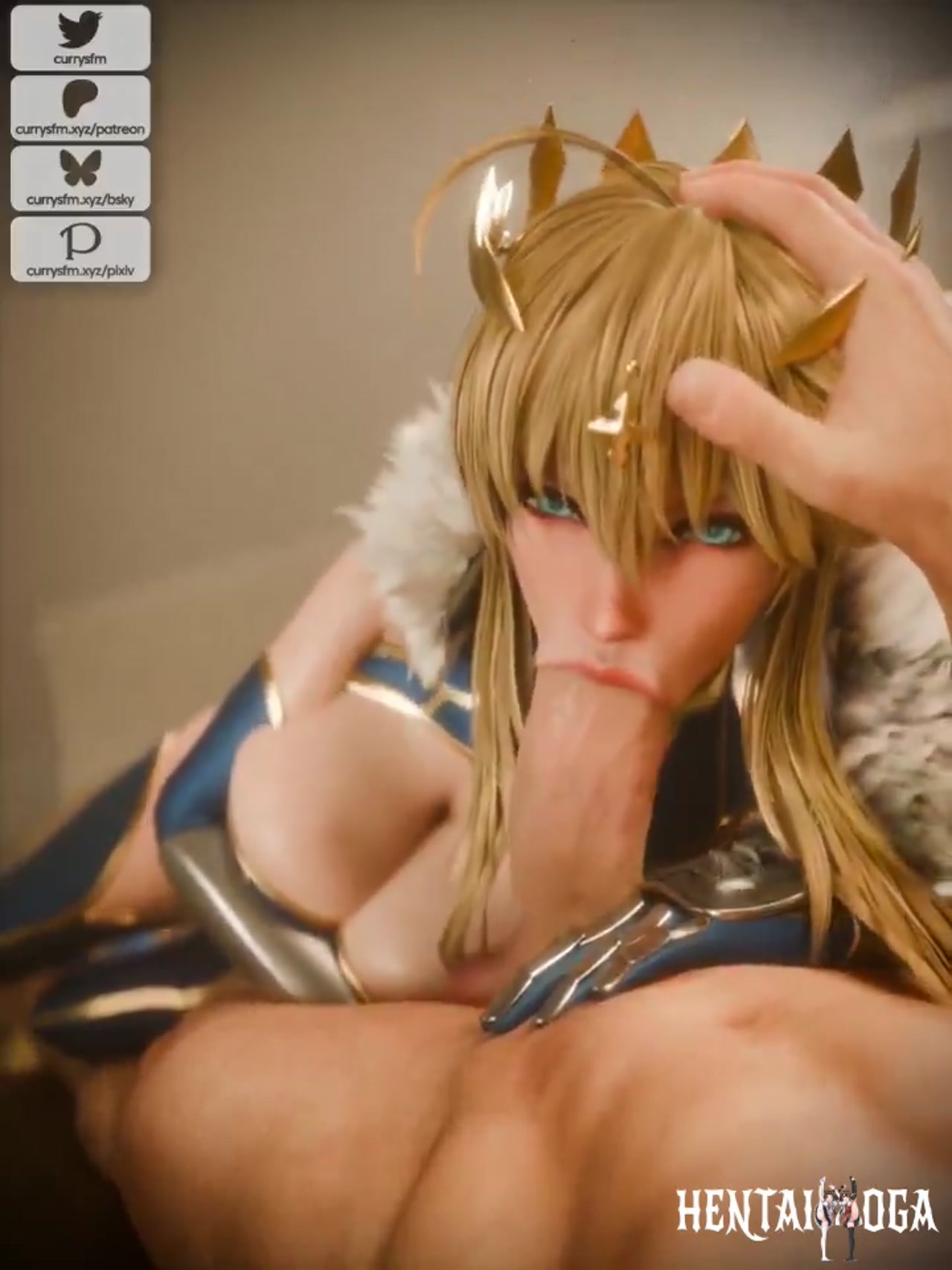 Artoria giving a fellatio - Free hentai video