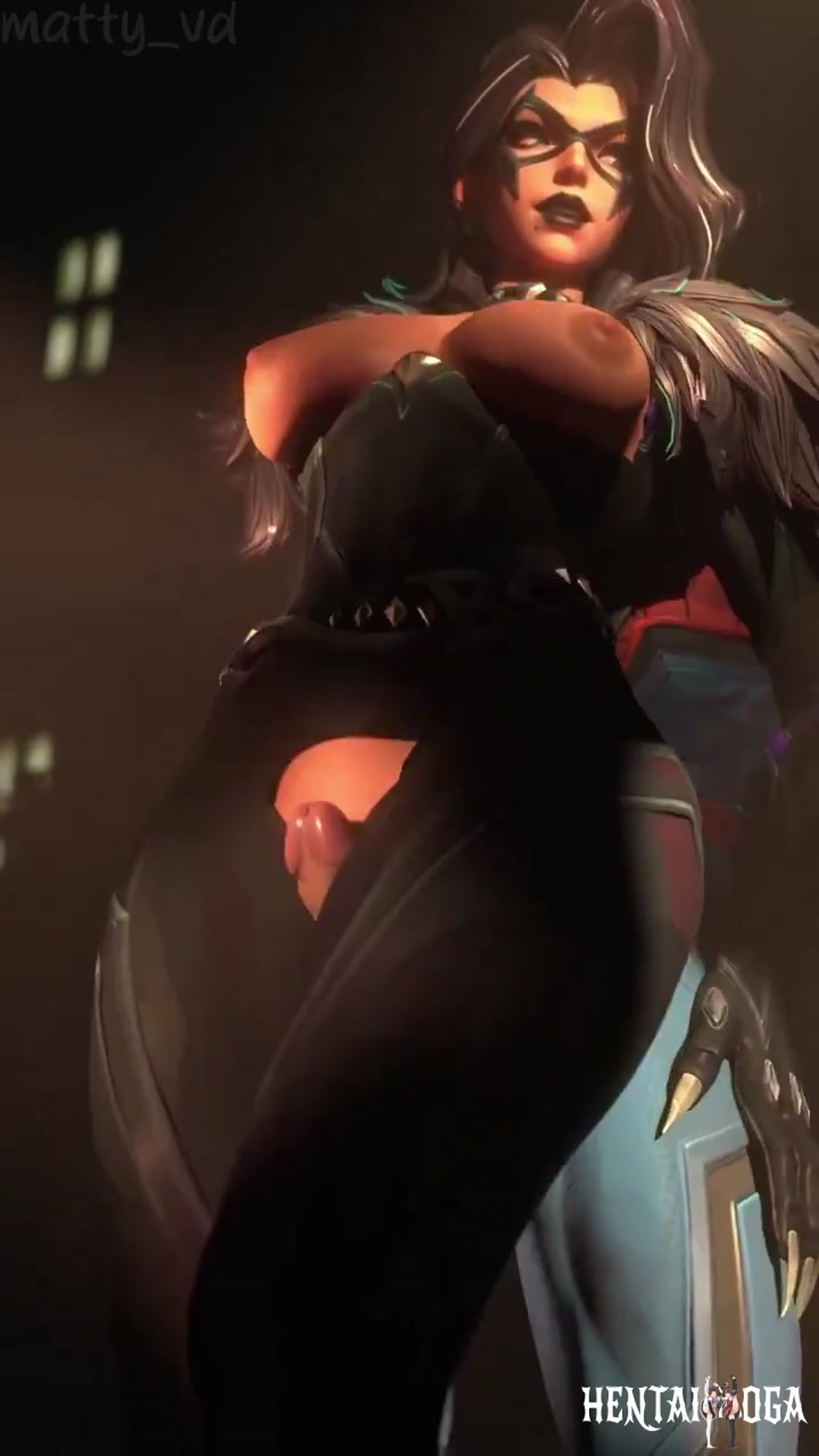 Black Cat giving Spidey a thighjob - Free hentai video