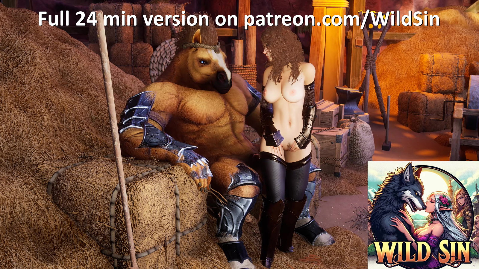 Black Knight girl and Horse Knight - Free hentai video