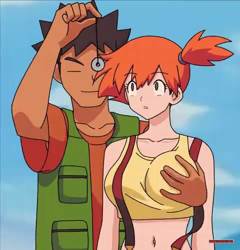 Brock grabbing Misty's boobs (Pkmn) - Free hentai video