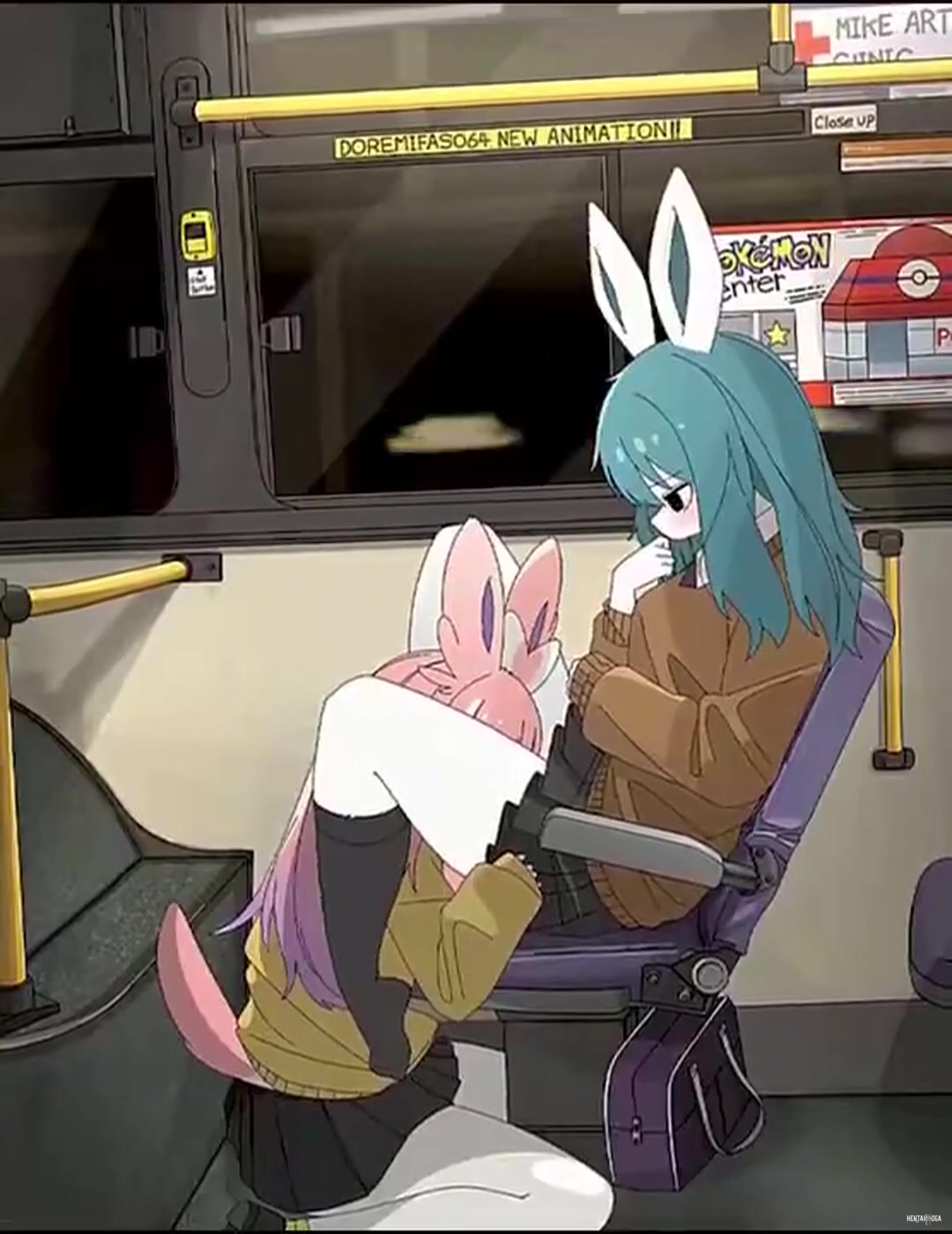 Bunnies on public transport (doremifaso64) - Free hentai video