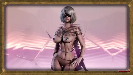Evil gothic 2B in sexual chains seduces you into hot femdom fuck - Free hentai video