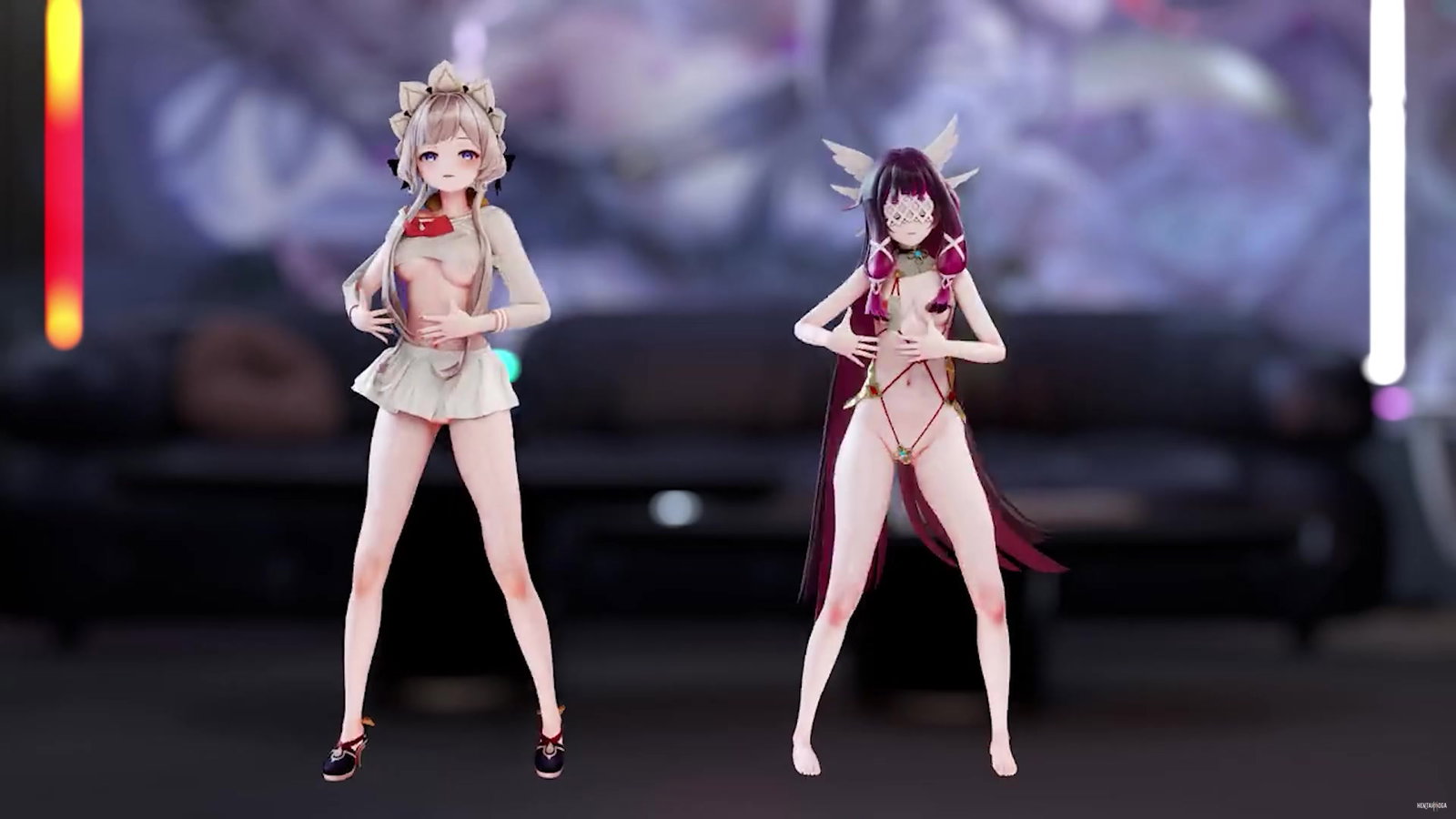 【Genshin MMD】Columbina & Sandrone - Free hentai video