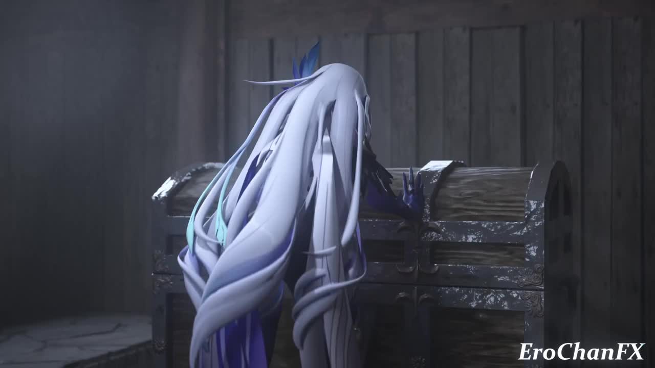 genshin skirk trapped and tentacled in a mimic - Free hentai video