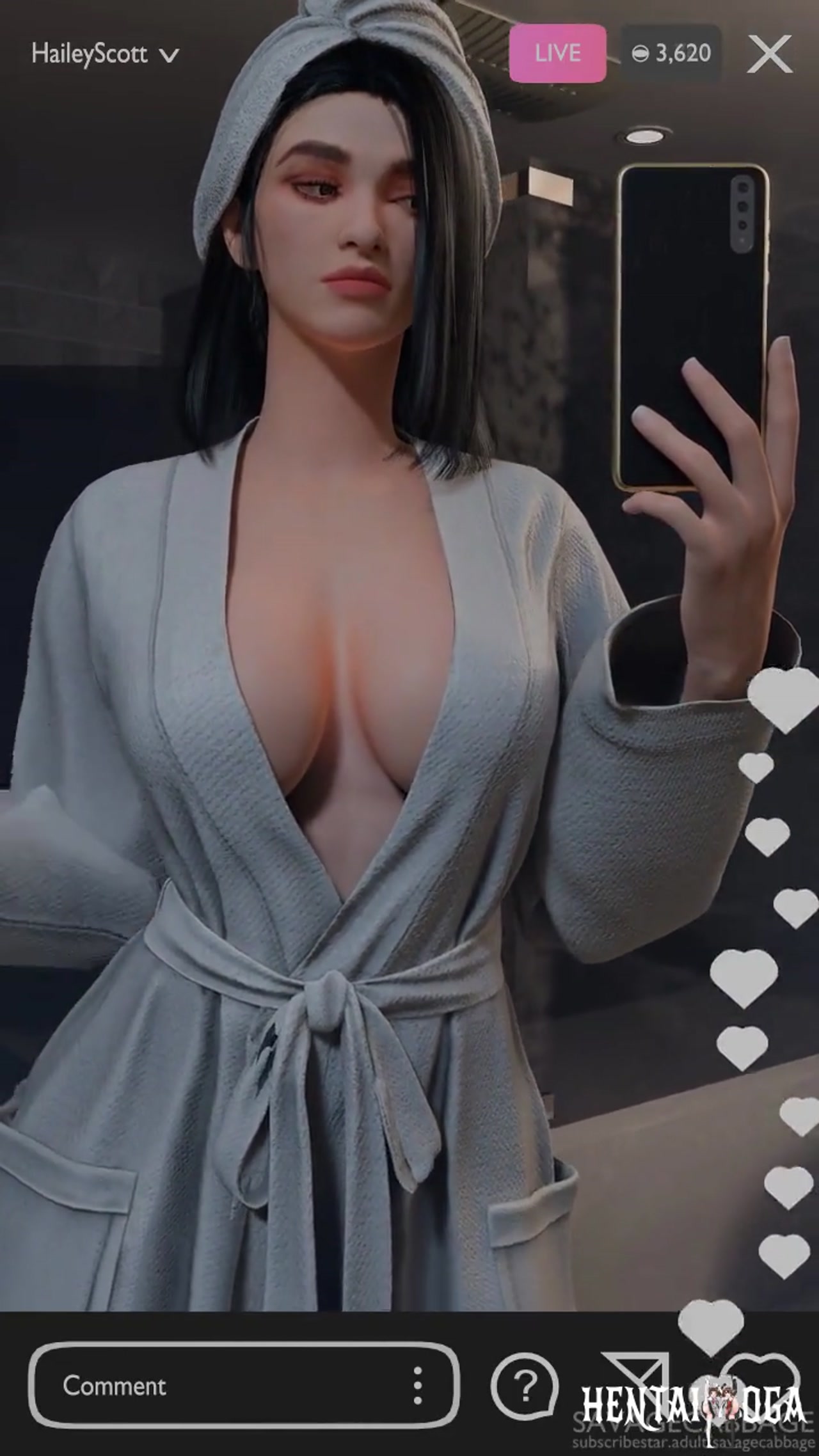 Hailey teasing live on stream - Free hentai video