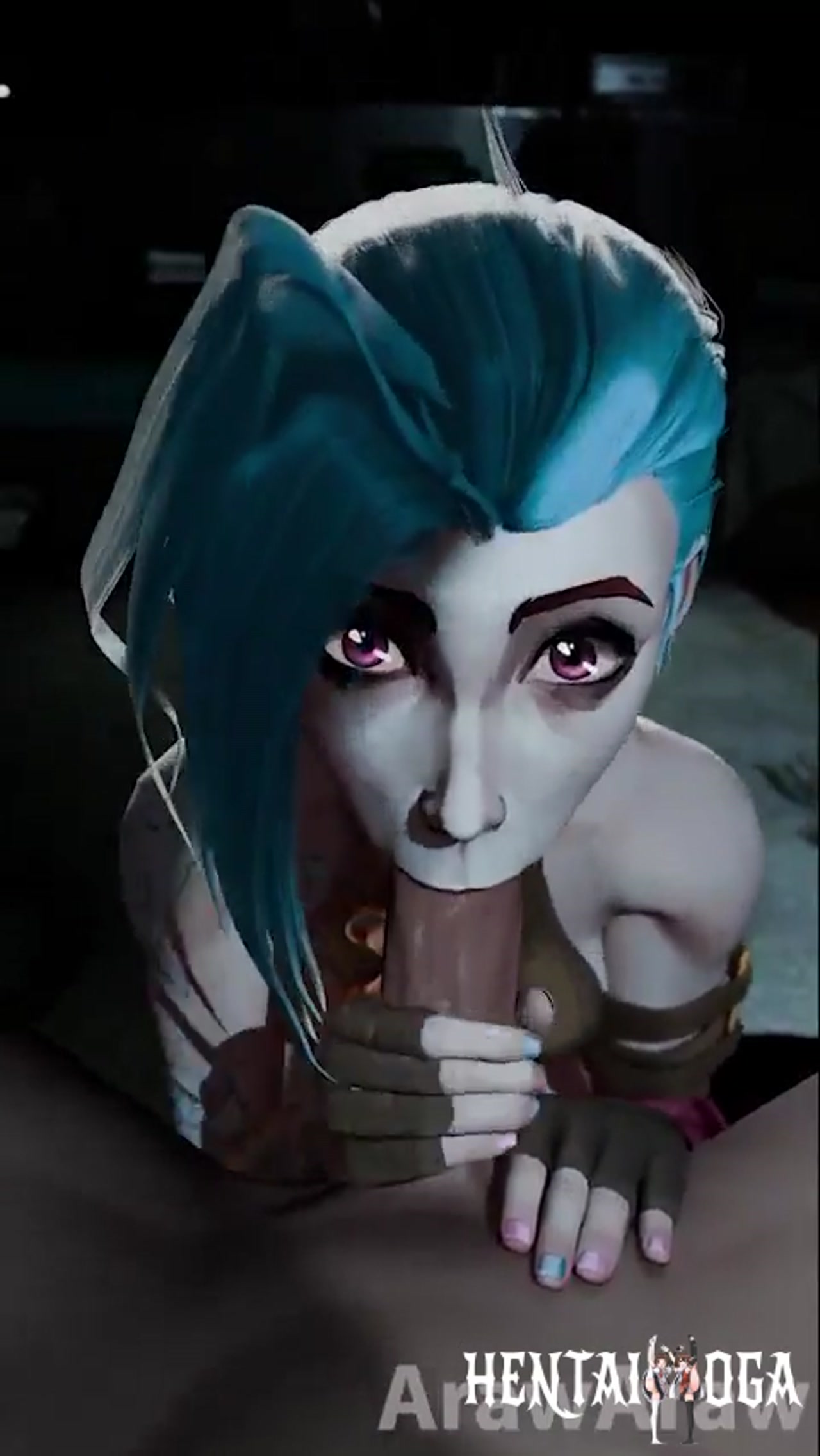 Jinx fellatio and swallow pov - Free hentai video