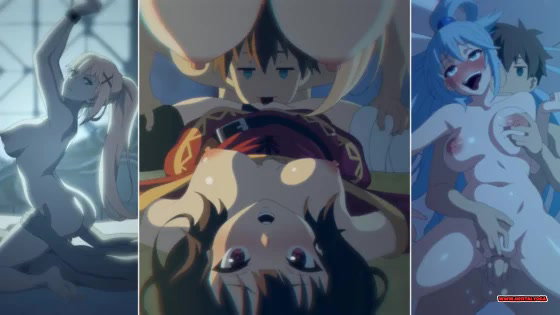 Kazuma Foursome with Aqua, Megumin & Darkness 💦🔥 (Shiina Ecchi) - Free hentai video