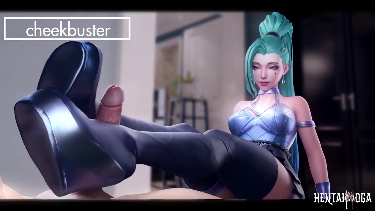 KDA Seraphine clothed footjob and thighjob - Free hentai video