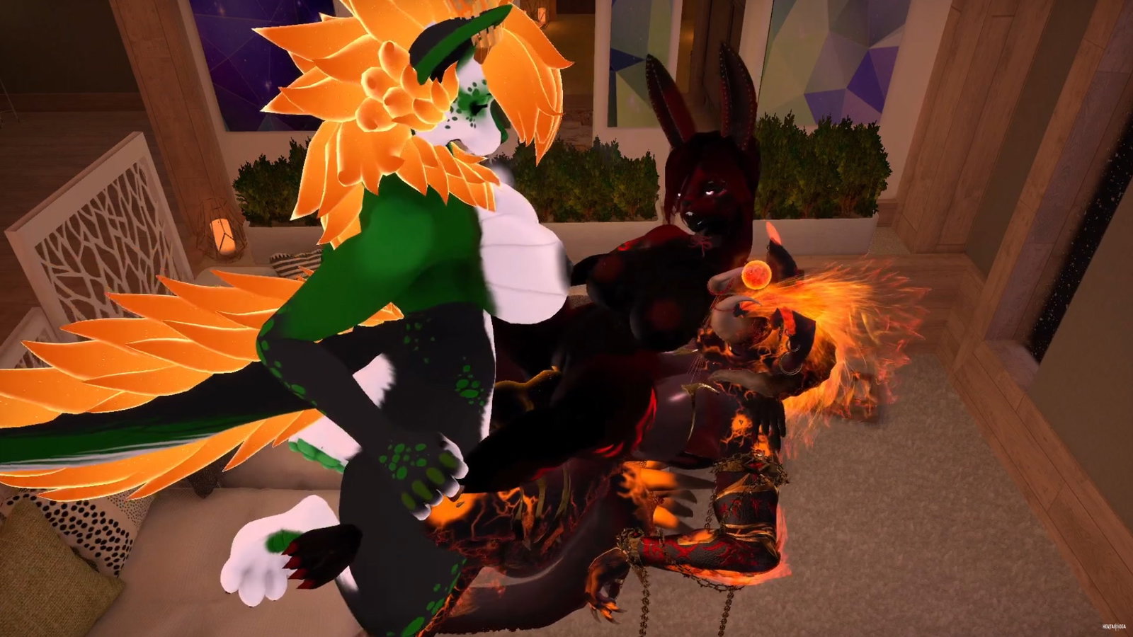 Lewd Furry Threesome (Amber Shine) - Free hentai video