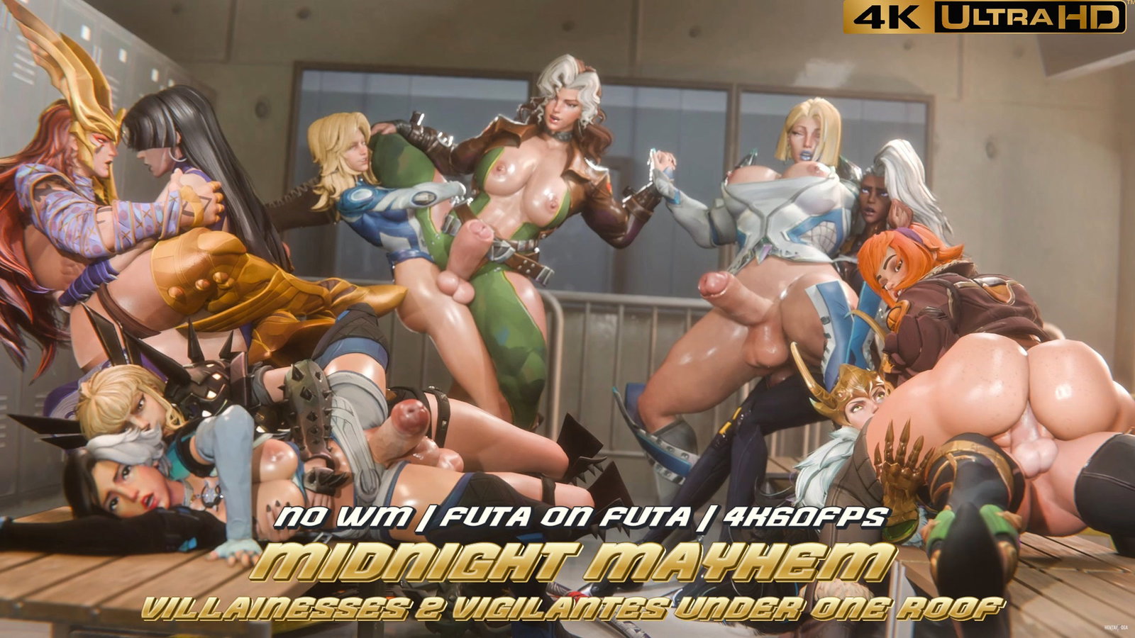 Midnight Mayhem | Villainesses & Vigilantes Under One Roof (NO WM)(FUTA)(4K60FPS) - Free hentai video