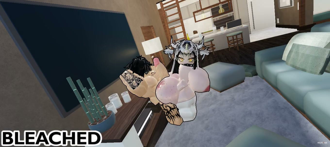 Perfect Ass Roommate gets filled with Daddy's Cum - ROBLOX BLEACHED - Free hentai video