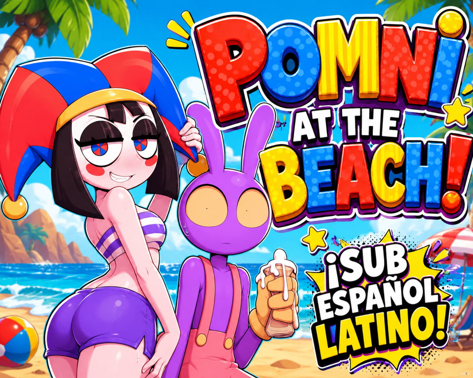 Pomni at the Beach!(SUB) By BnBigus - Free hentai video