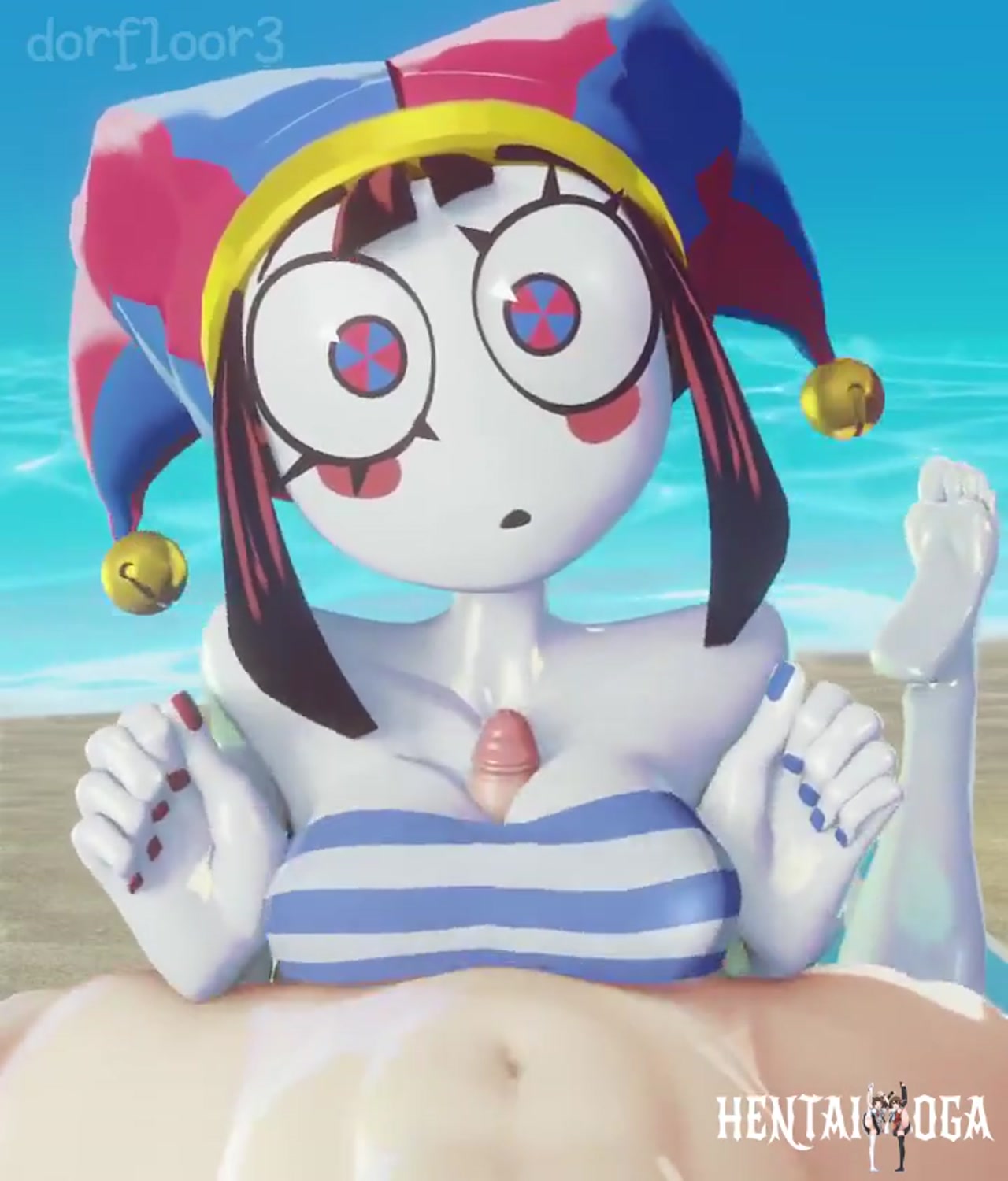 Pomni paizuri on the beach - Free hentai video