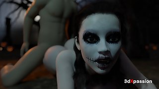 Pumpkin Patch Pleasure A Secret Fuck in the Graveyard - 3D cosplay sex and cumshot - Free hentai video
