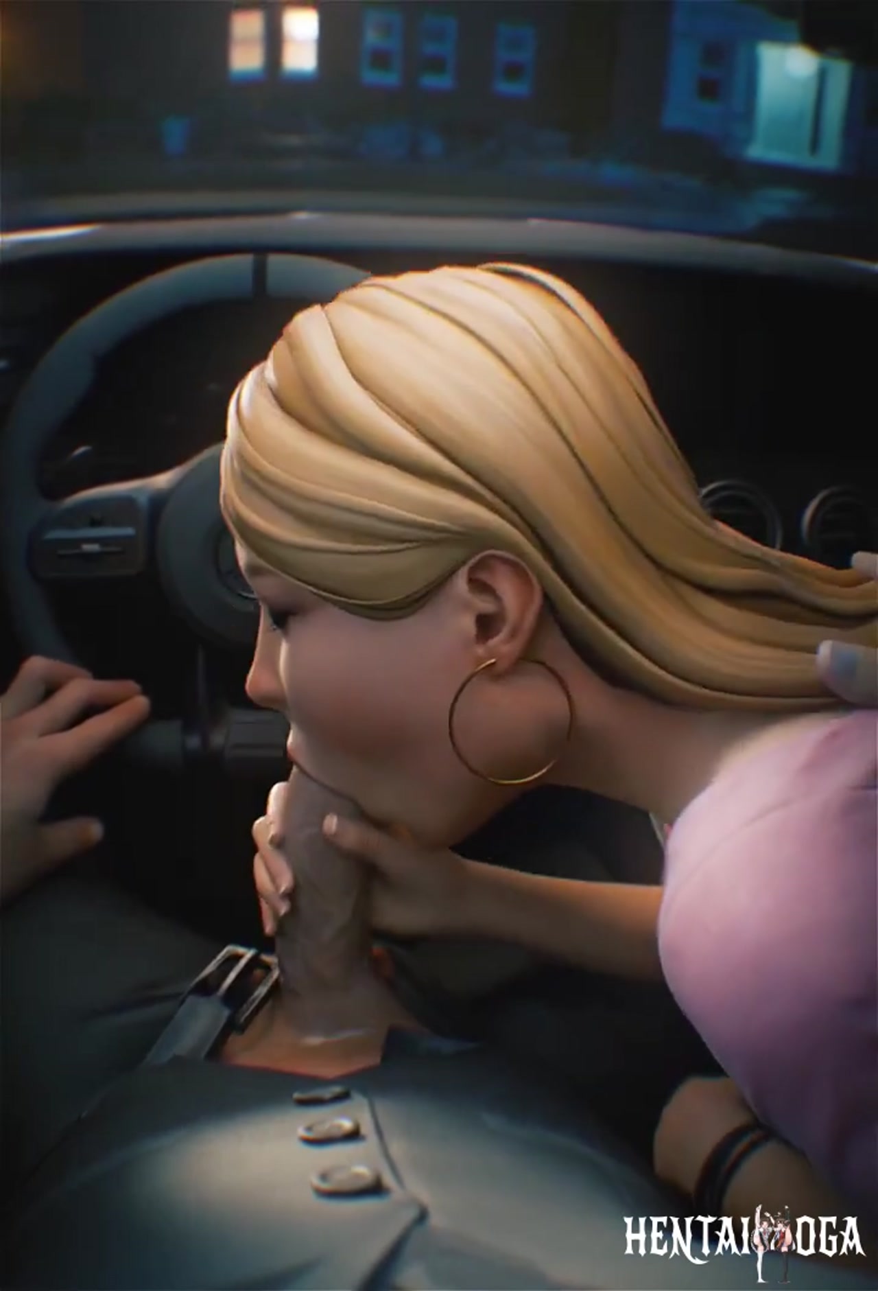 Rachel sucking in the car - Free hentai video