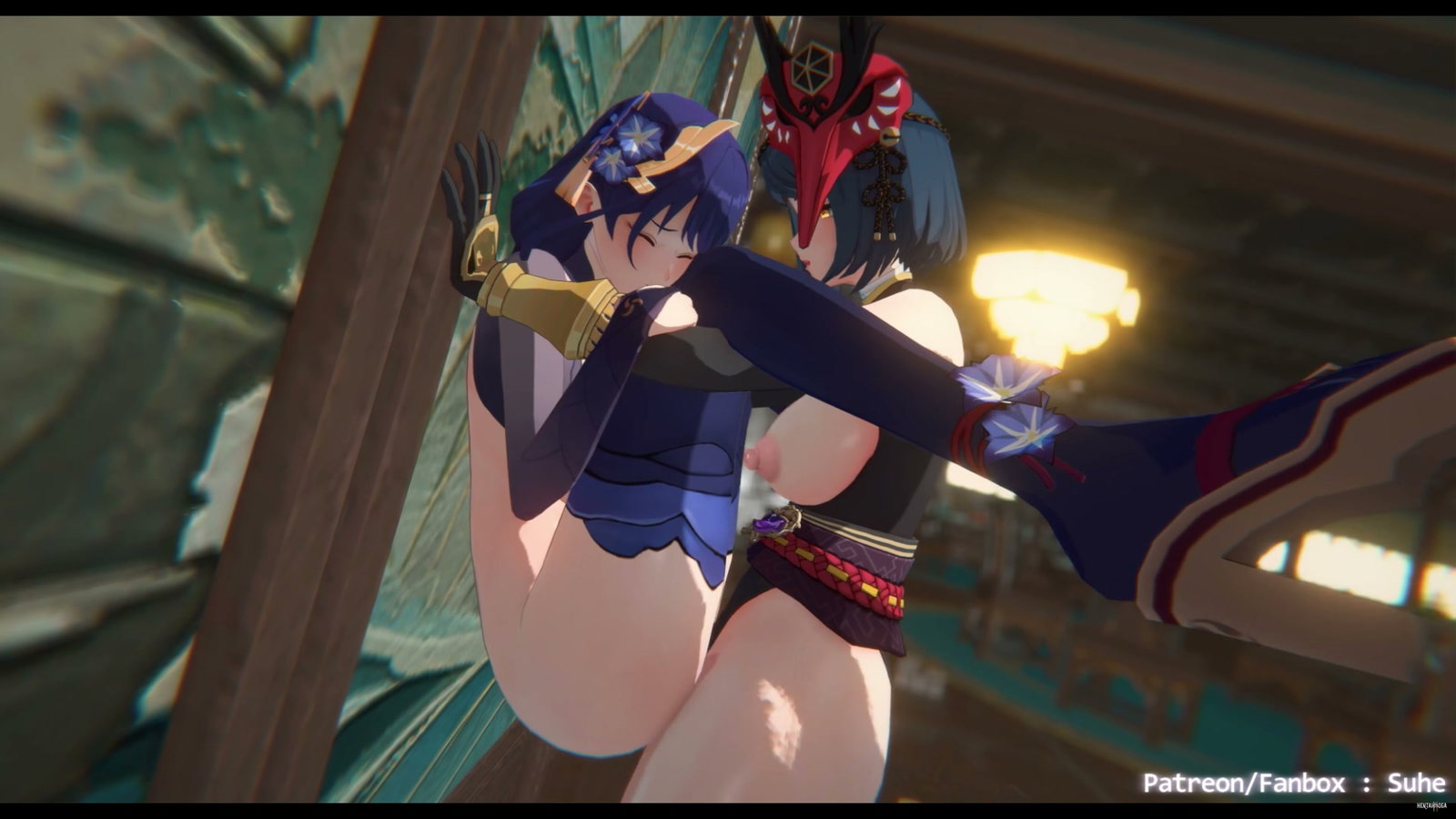 Raiden Shogun × Kujou Sara (Futa) - Free hentai video