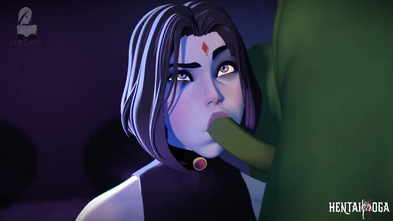 Raven sucking off Beastboy - Free hentai video