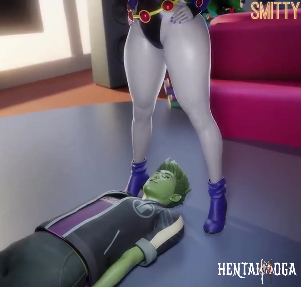 Raven takes Beastboy to heaven - Free hentai video