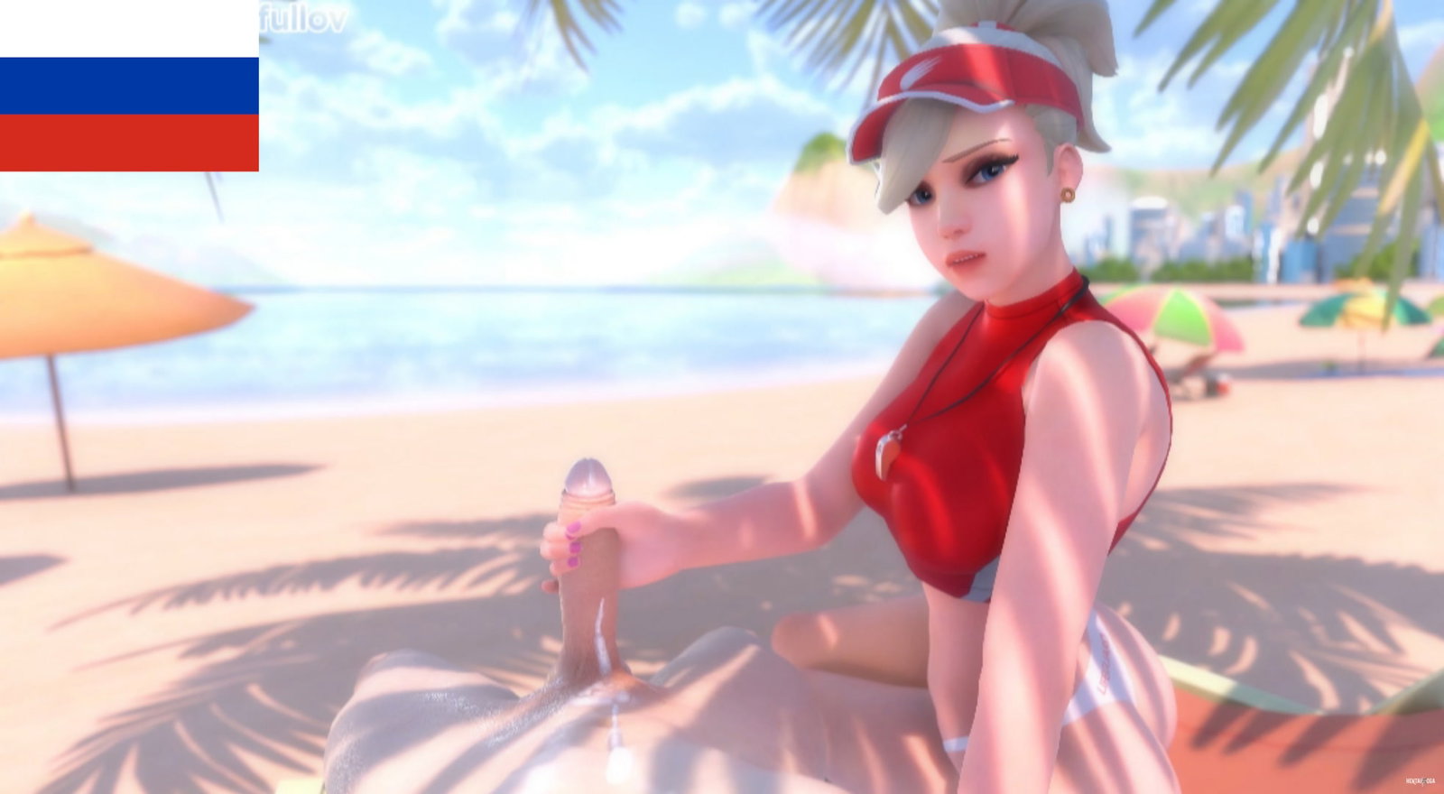 (Rus sub) mercy beach emergency - Free hentai video