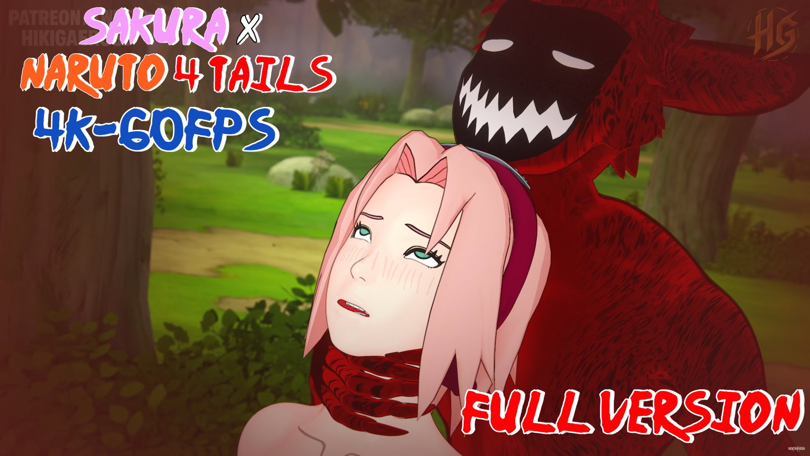 Sakura x Naruto 4 tails kyuubi (HIKIGAERU3D) - Free hentai video