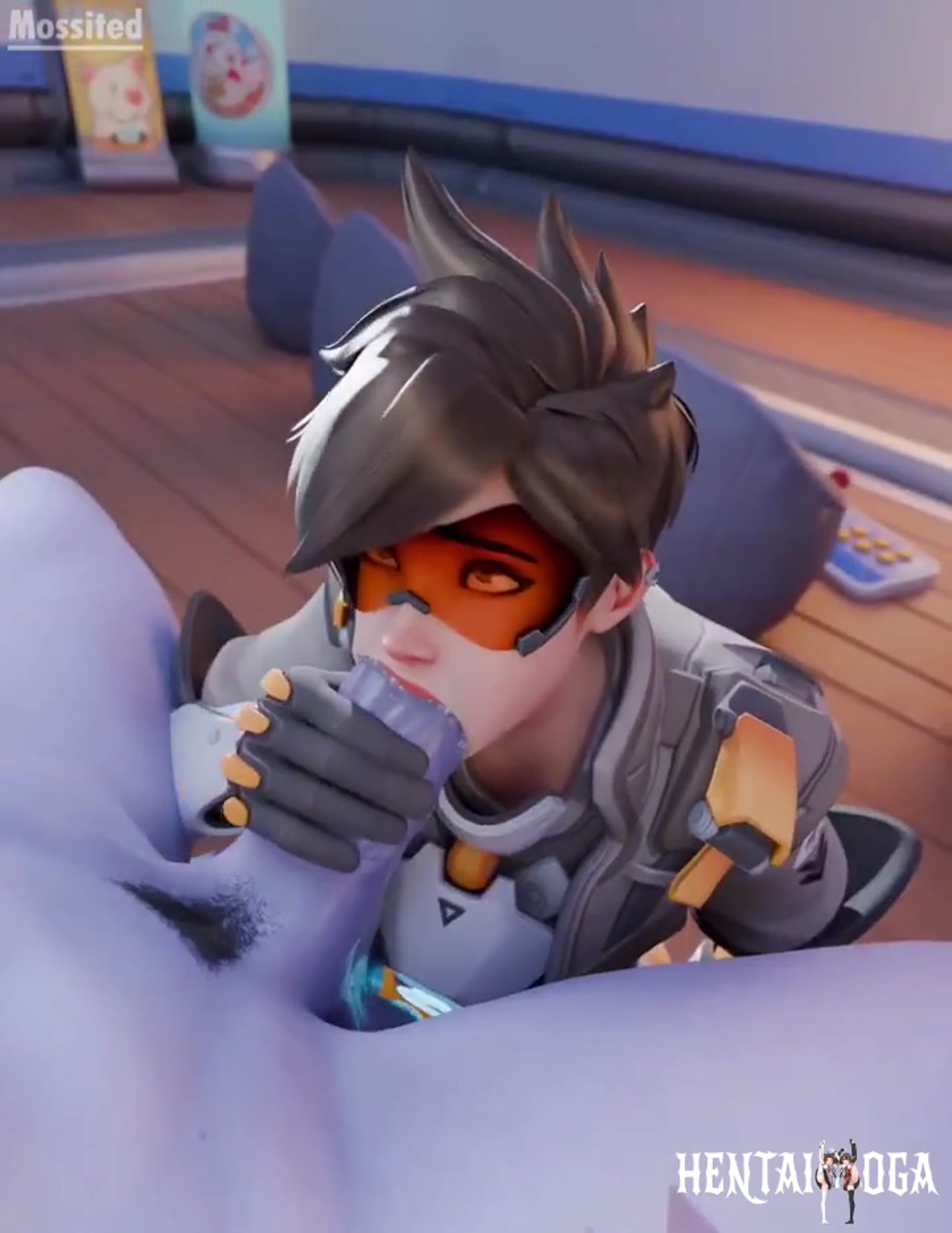 Tracer handjob and blowjob on Futa Widow - Free hentai video