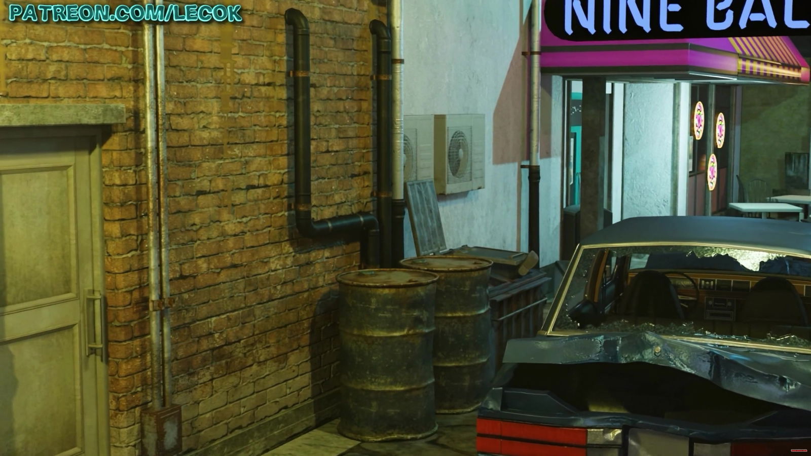 Valentine trapped in a small space by the Palehead monster - Free hentai video