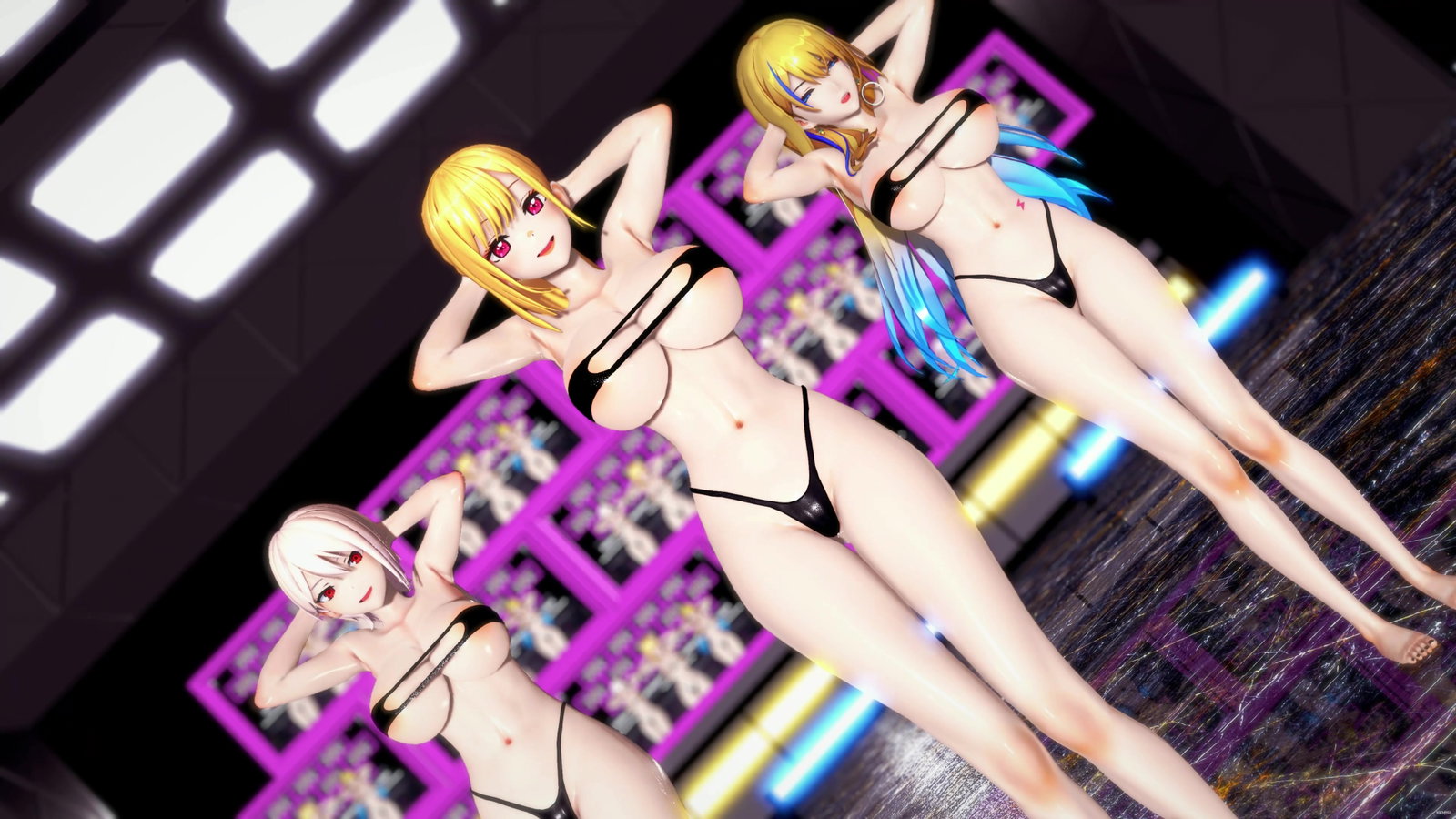 Waist swing dance Marin x Alice x serval - Free hentai video
