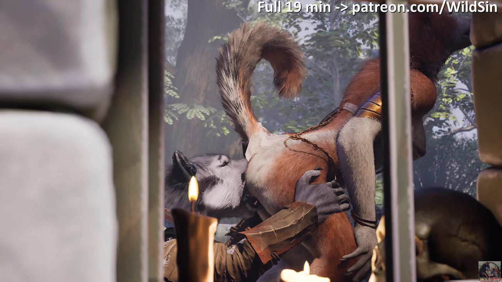 Werewolf couple fucks in The Small Ruins - Free hentai video