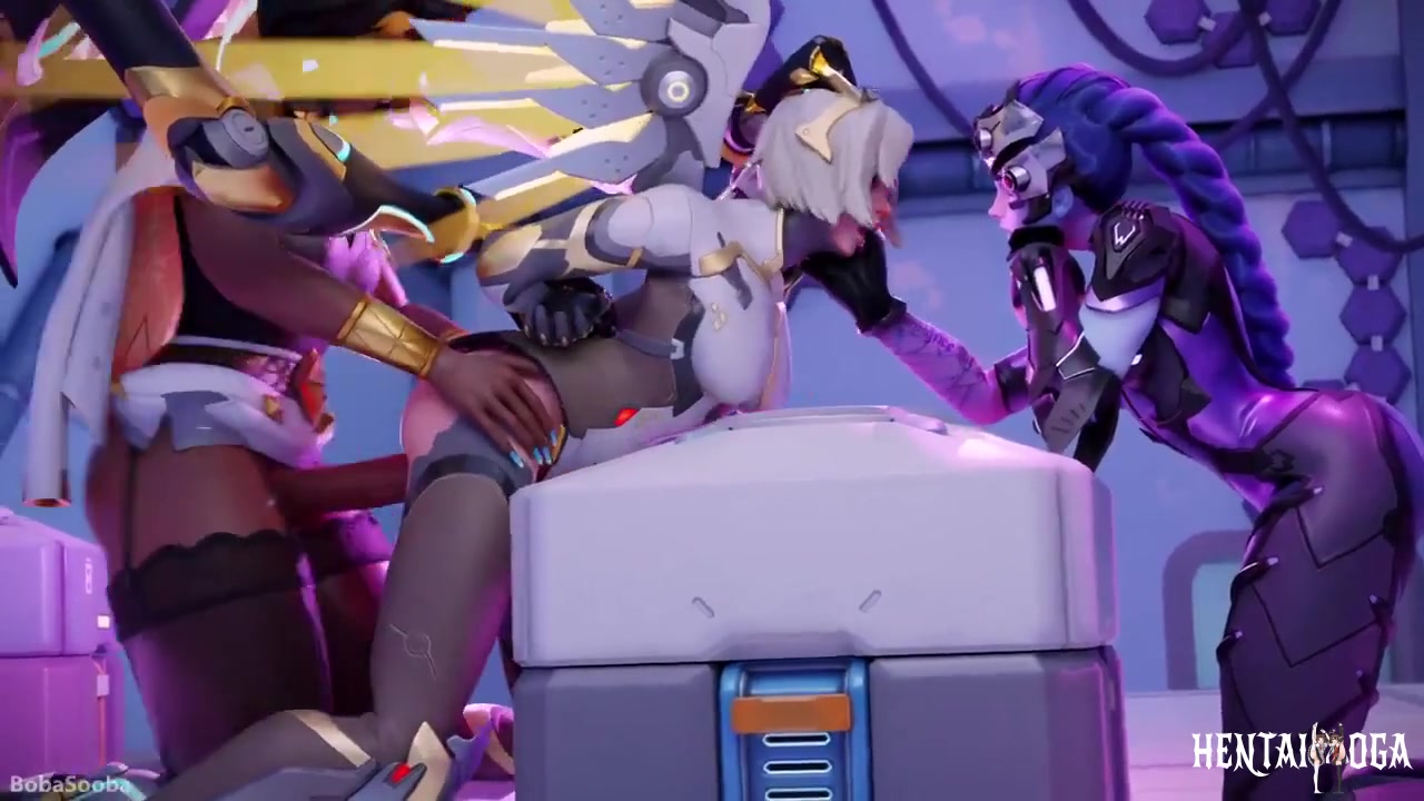 Widowmaker watching Futa Domina fucking Mercy - Free hentai video