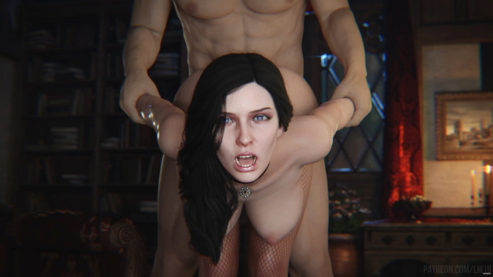 Yennefer From Behind (White)(LM19)(4K60FPS) - Free hentai video